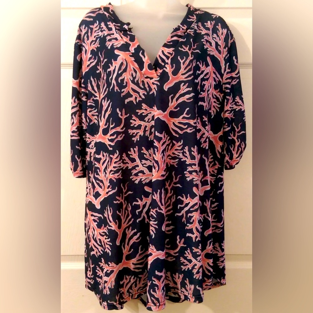 Simply Southern Blouse Top Dress Size L Corals